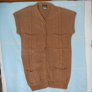 Boundary Waters Wmn M Vintage Sweater Vest Crew Neck Cardigan Cable Knit pockets